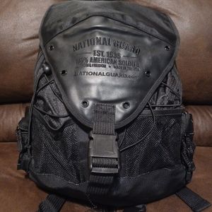 National Guard leather nylon backpack, black